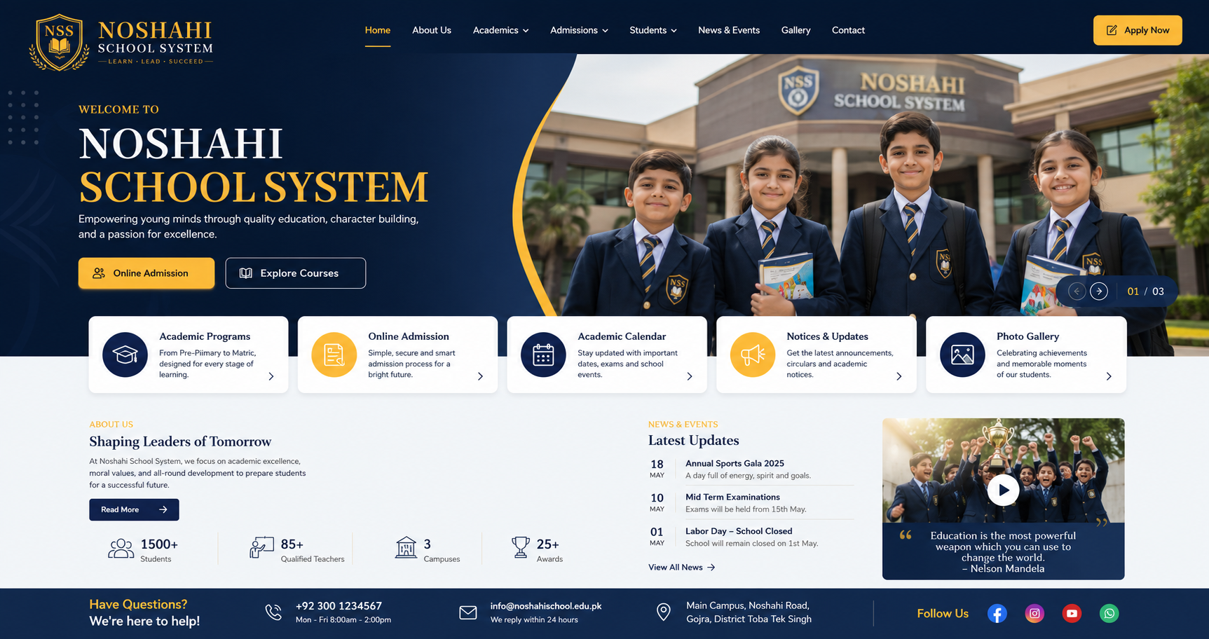 Noshahi School System — Academic Web Portal